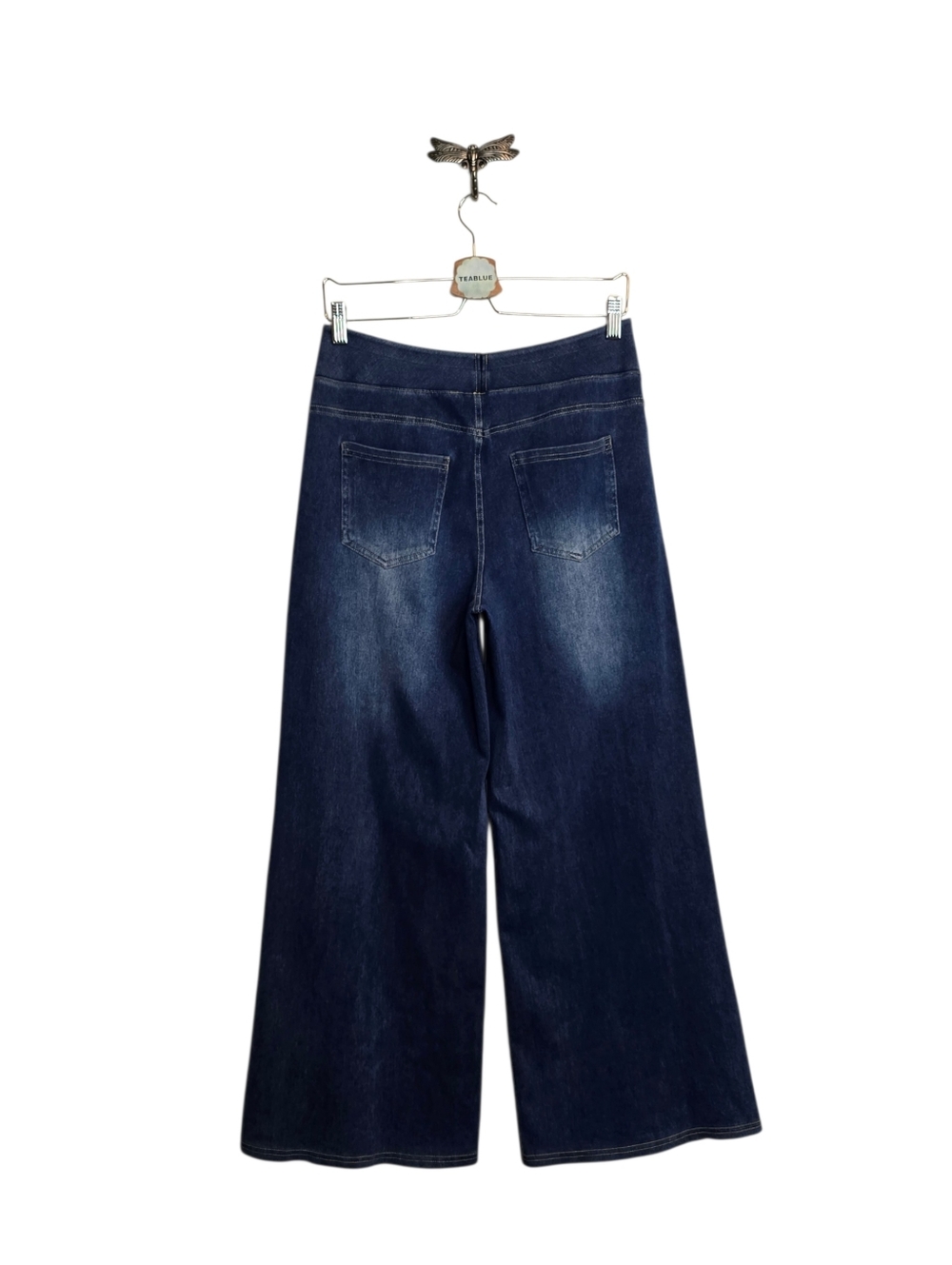 Halara Flex High Waisted Pockets Baggy Wide Leg Jeans Blue Wash Women M Petite - Picture 3 of 12